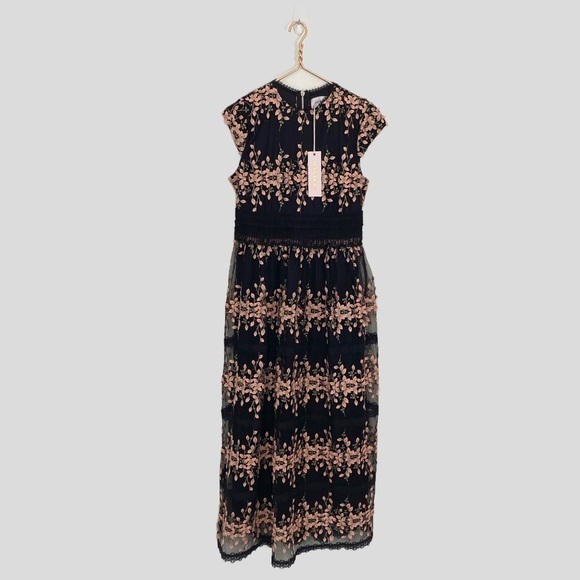 Jessakae NWT Large Black Pink Floral Tulle Stella Lace Whimsy Feminine‎ - Picture 2 of 12